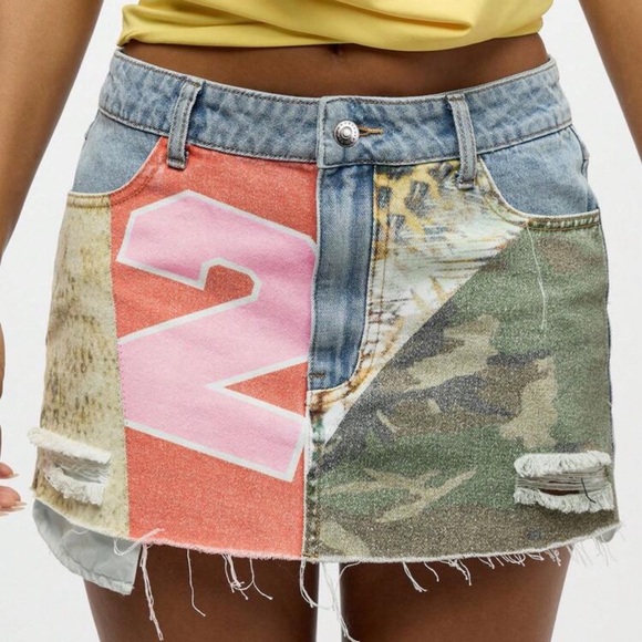 Colorful Patchwork Mini Skirt - Picture 2 of 4